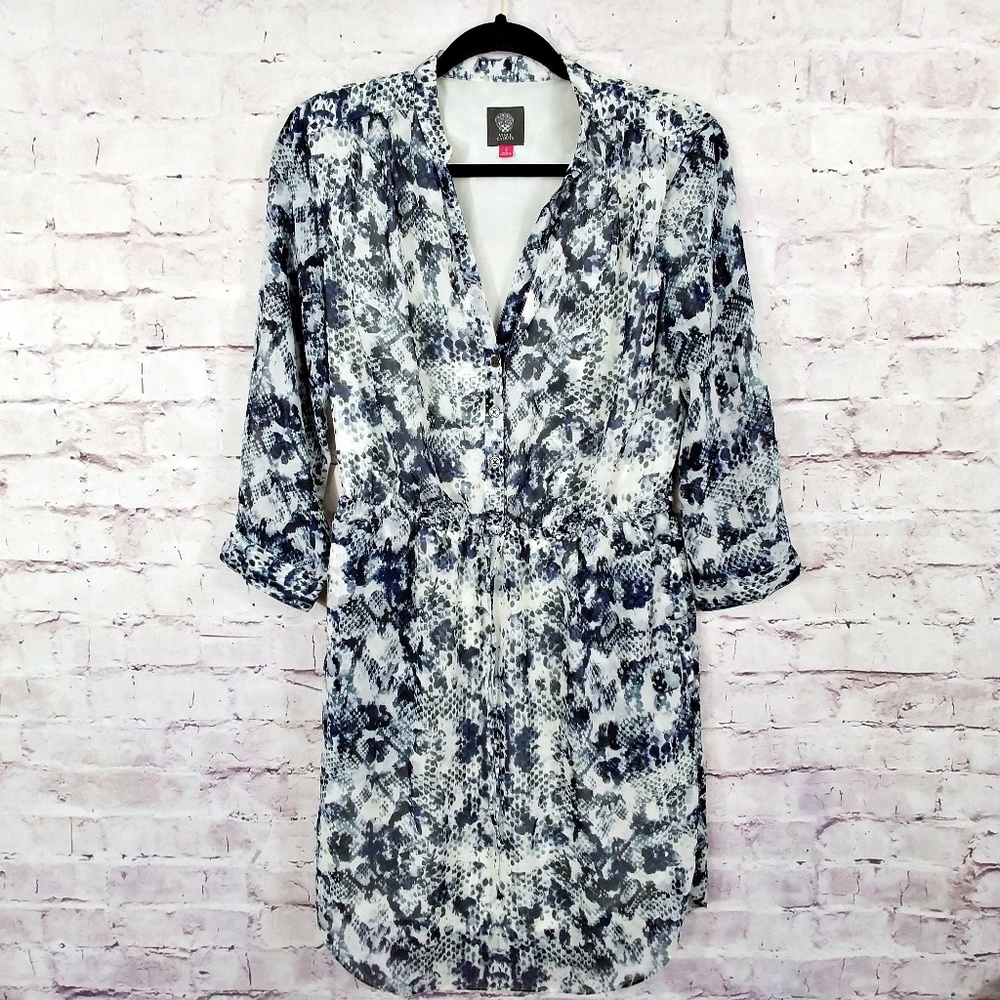 VINCE CAMUTO Snakeskin Shirt Dress w/front tie